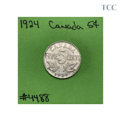 1924 Canada 🇨🇦 5c Cents Nickel Circulated