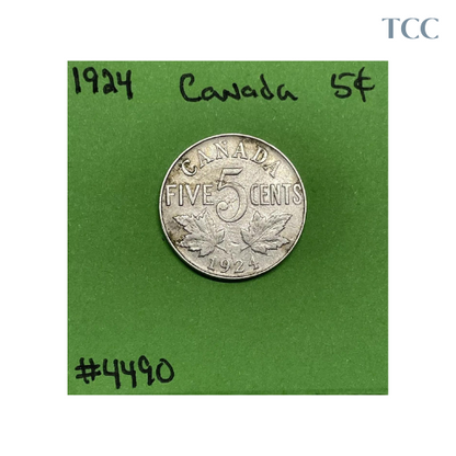 1924 Canada 🇨🇦 5c Cents Nickel Circulated