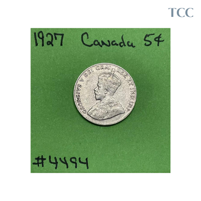 1927 Canada 5c Cents Nickel Circulated