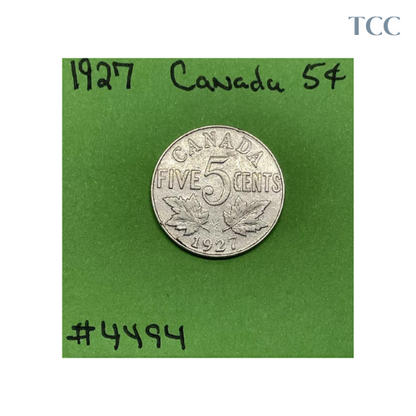 1927 Canada 5c Cents Nickel Circulated