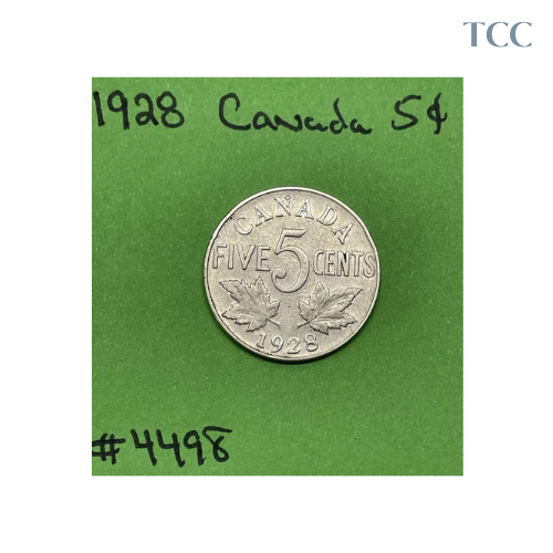 1928 Canada 🇨🇦 5c Cents Nickel Circulated