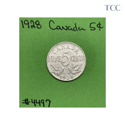 1928 Canada 🇨🇦 5c Cents Nickel Circulated