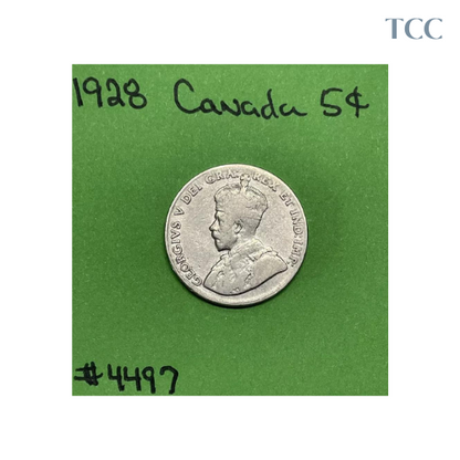 1928 Canada 🇨🇦 5c Cents Nickel Circulated