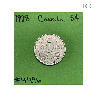 1928 Canada 🇨🇦 5c Cents Nickel Circulated