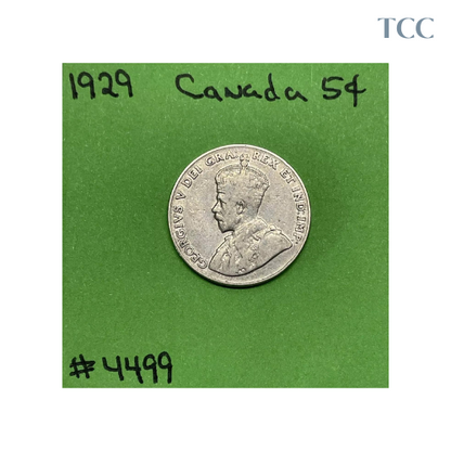 1929 Canada 🇨🇦 5c Cents Nickel Circulated