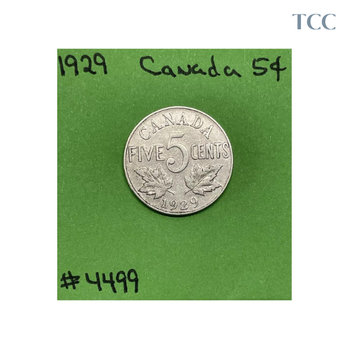 1929 Canada 🇨🇦 5c Cents Nickel Circulated