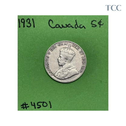 1931 Canada 🇨🇦 5c Cents Nickel Circulated