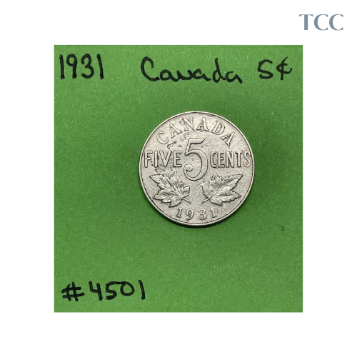 1931 Canada 🇨🇦 5c Cents Nickel Circulated