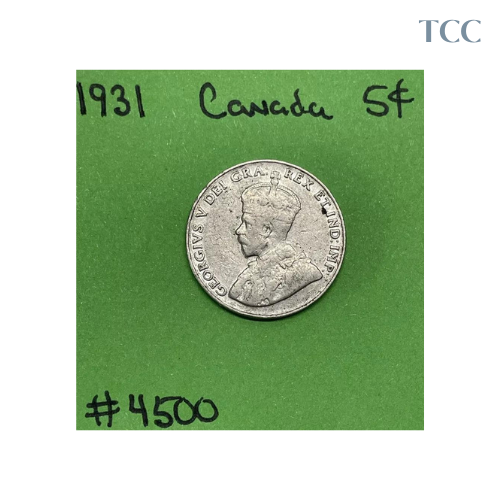 1931 Canada 🇨🇦 5c Cents Nickel Circulated