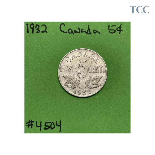 1932 Canada 🇨🇦 5c Cents Nickel Circulated