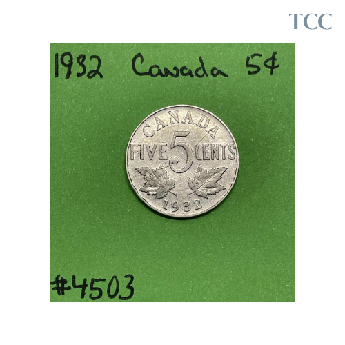 1932 Canada 🇨🇦 5c Cents Nickel Circulated