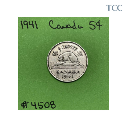 1941 Canada 🇨🇦 5c Cents Nickel Circulated