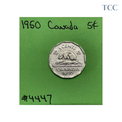 1950 Canada 🇨🇦 5 Cents Nickel Circulated