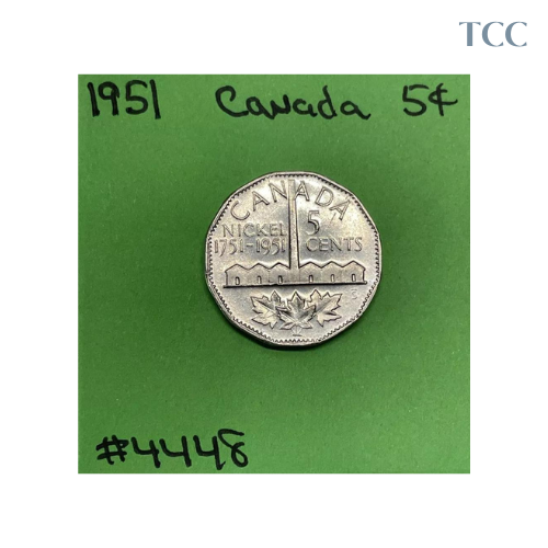 1951 Canada 🇨🇦 5 Cent Nickel Circulated