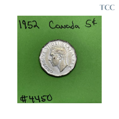 1952 Canada 🇨🇦 5 cents Nickel coin