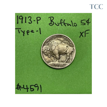 1913 P Type-1 Buffalo Indian Head Nickel 5c XF Extra Fine