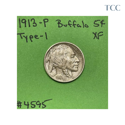 1913 P T1 Type-1 Buffalo Indian Head Nickel 5c XF Extra Fine