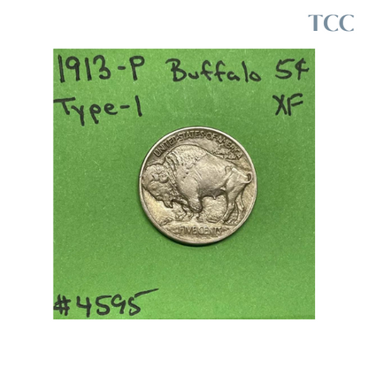 1913 P T1 Type-1 Buffalo Indian Head Nickel 5c XF Extra Fine