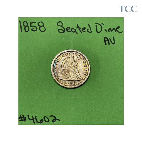 1858-P Seated Liberty Dime AU About Uncirculated