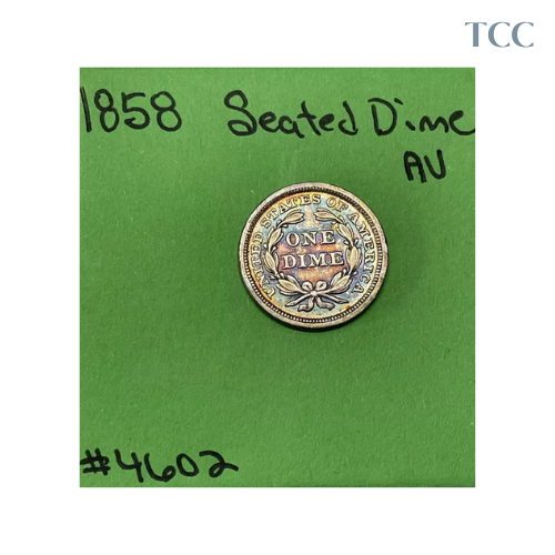 1858-P Seated Liberty Dime AU About Uncirculated