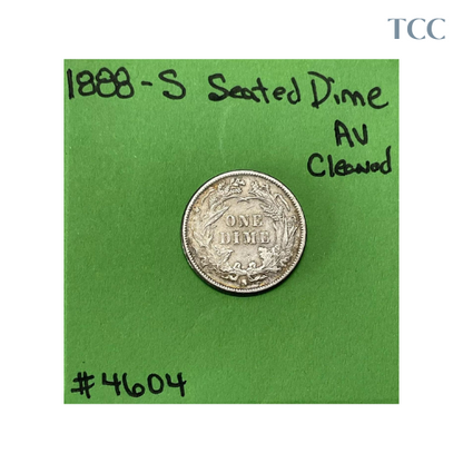 1888-S Seated Liberty Dime 10c AU About Uncirculated Cleaned