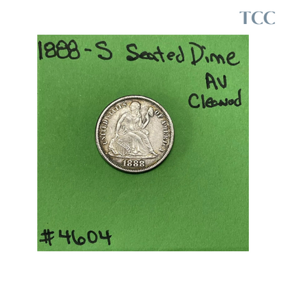 1888-S Seated Liberty Dime 10c AU About Uncirculated Cleaned