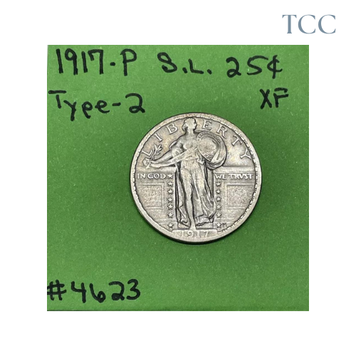 1917-P Type 2 Standing Liberty Quarter Dollar in XF Extra Fine