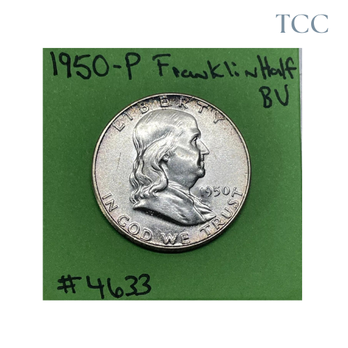 1950-P Franklin Silver Half Dollar 50c BU Brilliant Uncirculated 90% Silver