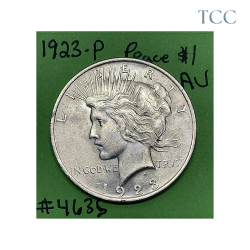 1923 P Peace Silver Dollar$1 AU About Uncirculated 90% Silver