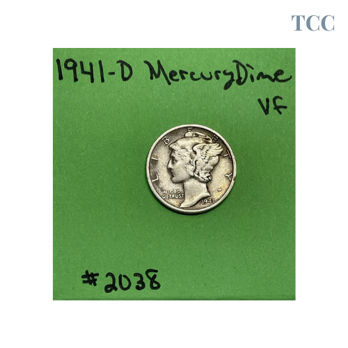 1941-D Mercury Dime 10c VF Very Fine 90% Silver