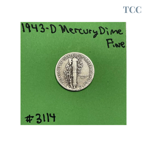 1943 D Mercury Dime 10c Fine 90% Silver