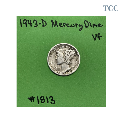 1943 D Mercury Dime 10c VF Very Fine 90% Silver