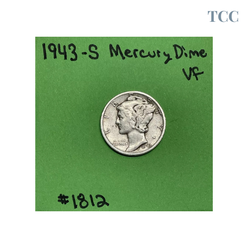 1943 S Mercury Dime 10c VF Very Fine 90% Silver