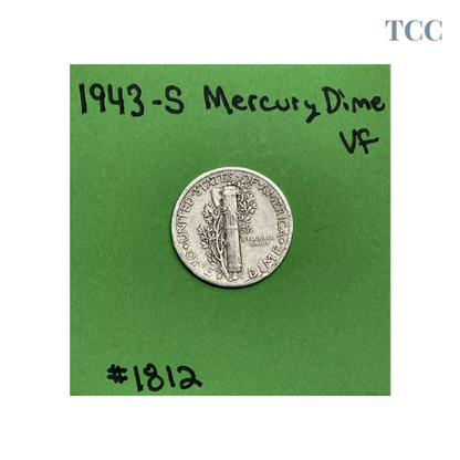 1943 S Mercury Dime 10c VF Very Fine 90% Silver