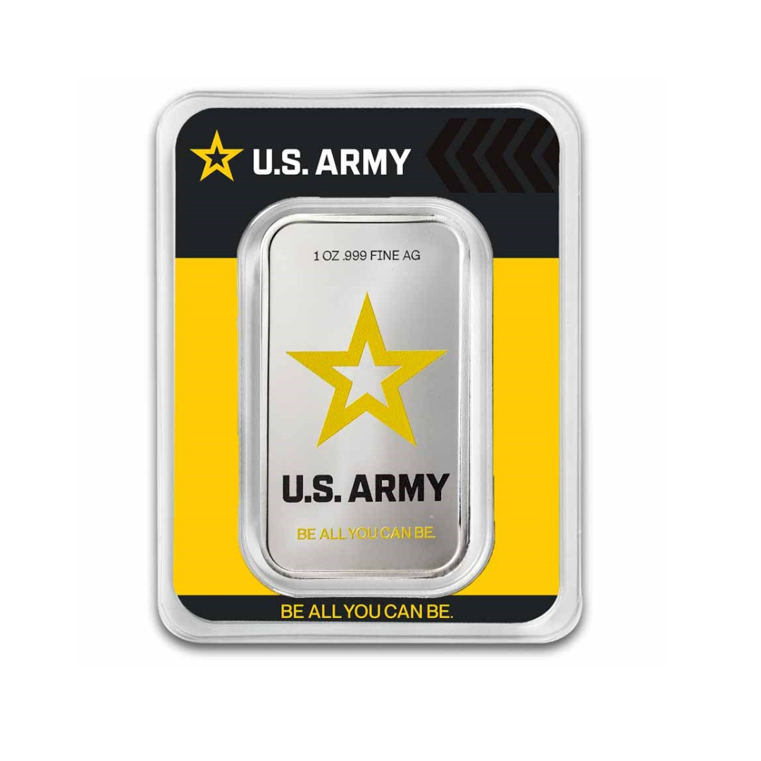 1 oz Silver Colorized Bar U.S. Army Logo (In TEP)