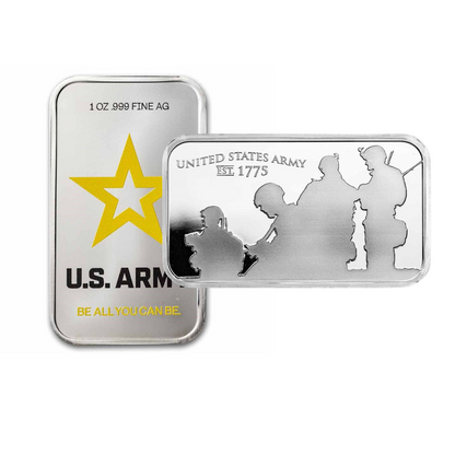 1 oz Silver Colorized Bar U.S. Army Logo (In TEP)