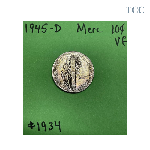 1945 D Mercury Dime VF Very Fine 90% Silver