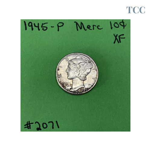 1945 P Mercury Silver Dime XF Extra Fine 90% Silver