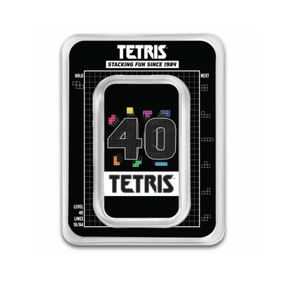 Tetris™ 1 oz Silver 40th Anniversary Colorized Bar in TEP