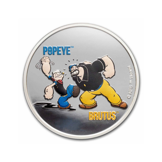 2024 Samoa 1 oz Silver Popeye and Brutus Colorized BU