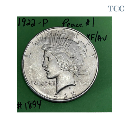 1922-P Peace Silver Dollar XF/AU