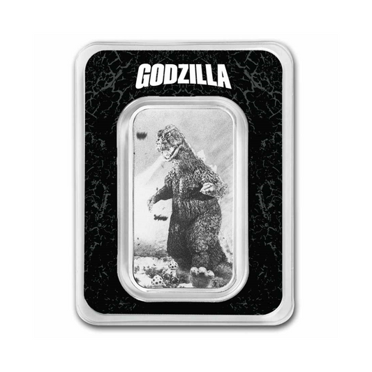 1 oz Godzilla 70th Anniversary Colorized Silver Bar in TEP