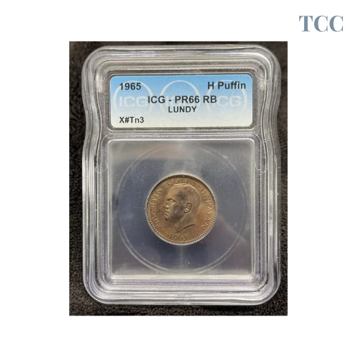 1965 Lundy 1/2 Puffin ICG PR66RB Red Brown Proof