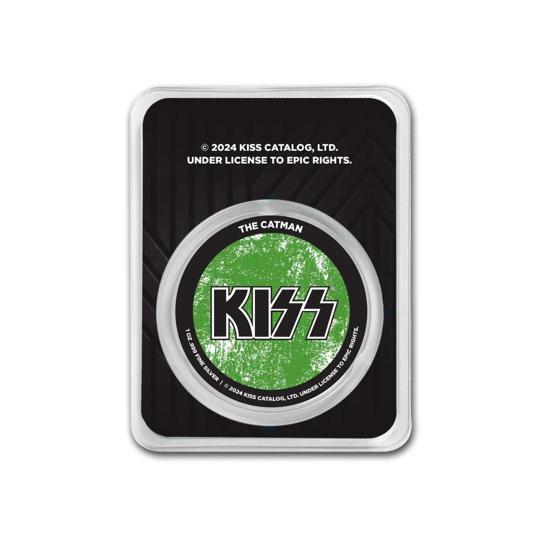 KISS 1 oz Silver Colorized Green Catman in TEP