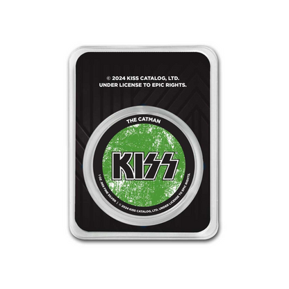 KISS 1 oz Silver Colorized Green Catman in TEP