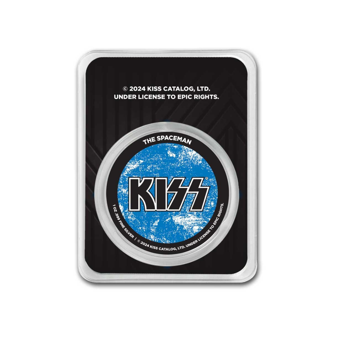 KISS 1 oz Silver Colorized Blue Spaceman in TEP