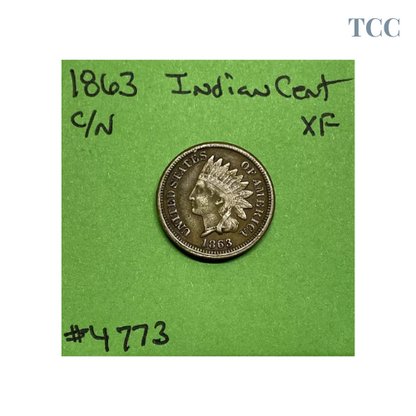 1863 Indian Head Cent XF Extra Fine Copper-Nickel