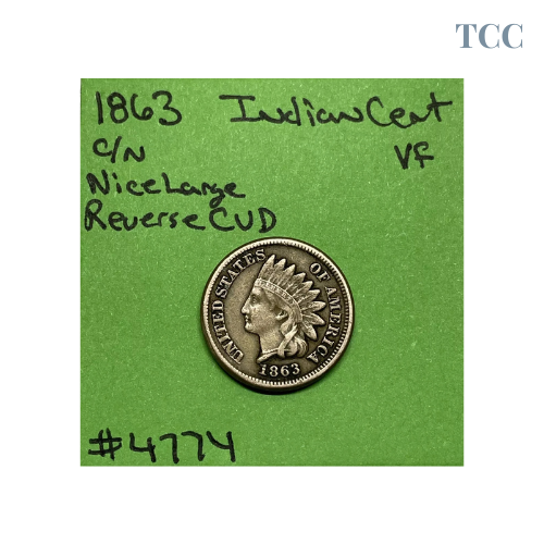 1863 Indian Head Cent VF Very Fine Large Reverse CUD