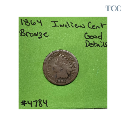 1864 Indian Head Cent / Penny 1c Bronze Good Details