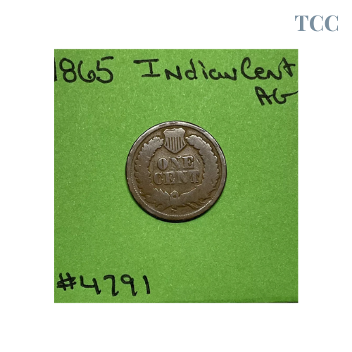 1865 Indian Head Cent Penny 1c AG About Good Bronze